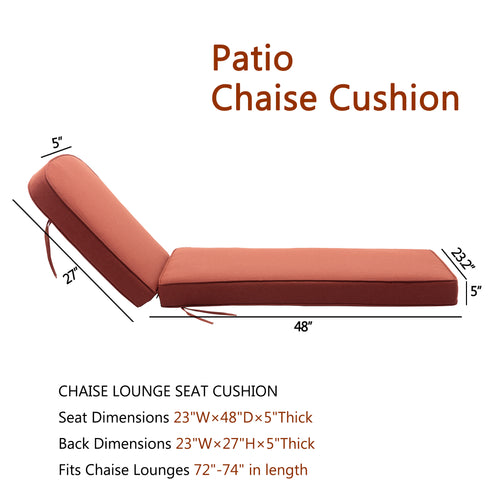 Ranu Extra Thick Outdoor Cushion Set – Orange Patio Chair Cushions | Outdoor Seat & Back Cushions | Weather-Resistant Outdoor Cushions | Kinwell Furniture